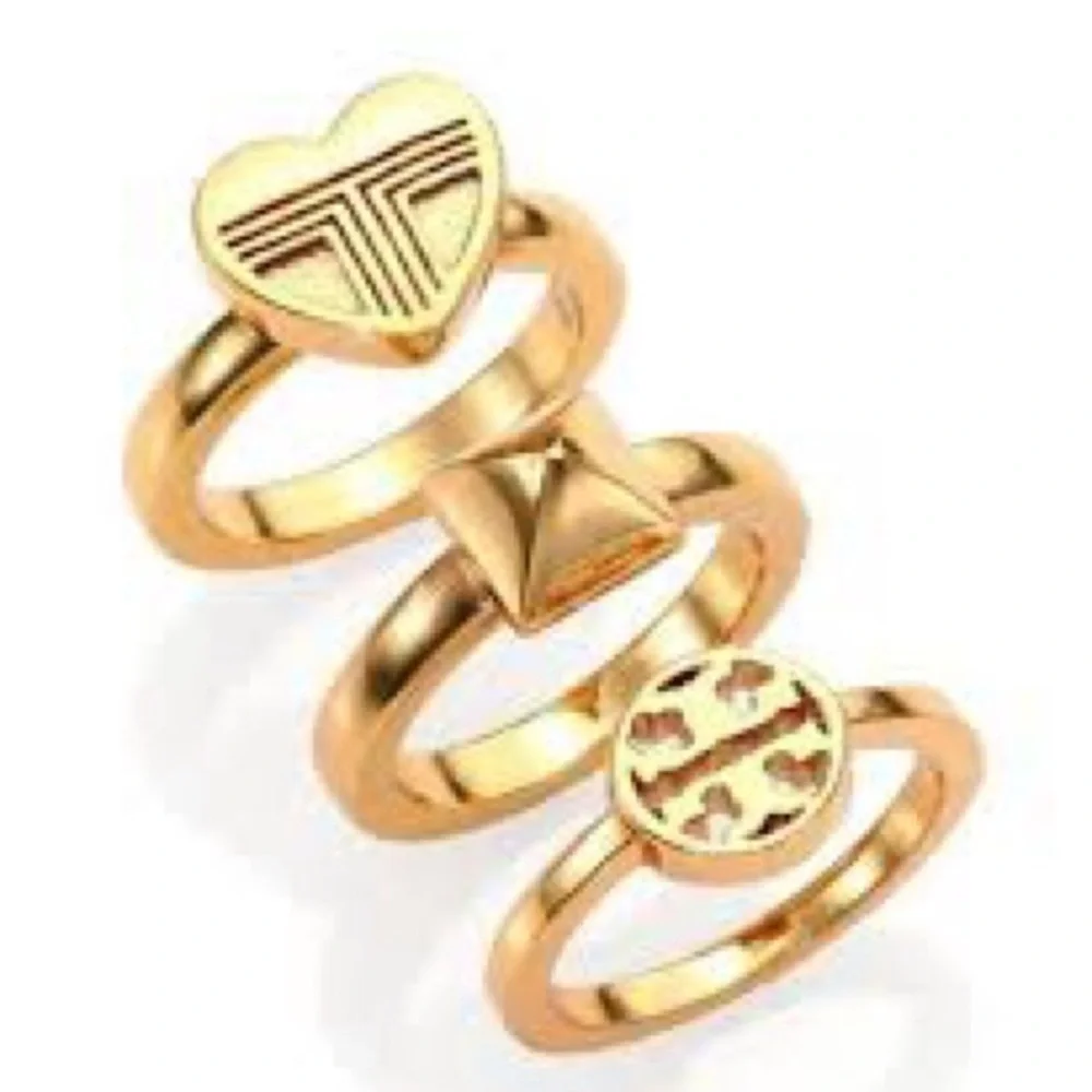 🆕 Authentic Tory Burch Stackable Gold Rings Band Ring Size 7